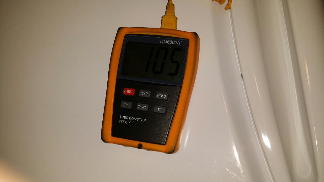 Whirlpool Cabrio Dryer Initial Temp Reading After Element Replacement - Click to Zoom Whirlpool Cabrio Dryer Initial Temp Reading After Element Replacement