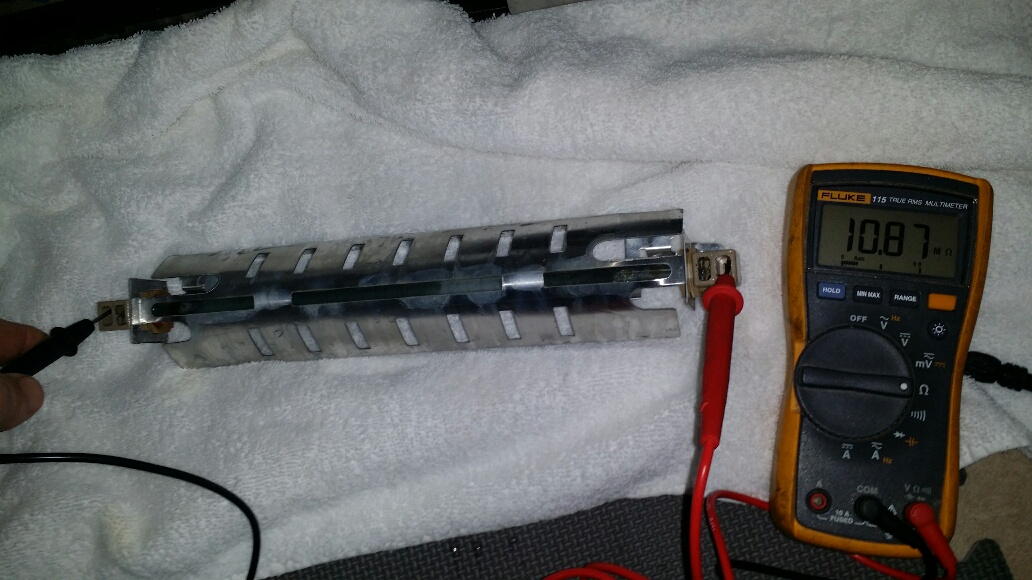 Defrost heater resistance test - bad heater. - Click to Zoom Defrost heater resistance test - bad heater.